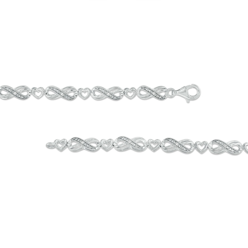 1/20 CT. T.W. Diamond Alternating Infinity Loop and Heart Bracelet in Sterling Silver – 7.25"