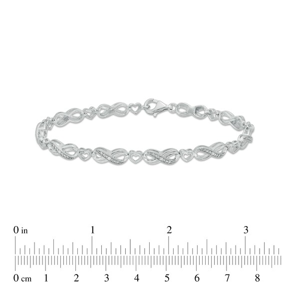 1/20 CT. T.w. Diamond Alternating Infinity Loop and Heart Bracelet in Sterling Silver â 7.25"