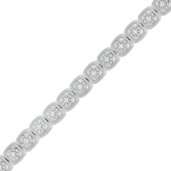 1/4 CT. T.w. Diamond Cushion-Shaped Frame Line Bracelet In Sterling Silver â 7.5