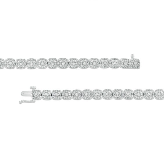 1/4 CT. T.w. Diamond Cushion-Shaped Frame Line Bracelet in Sterling Silver â 7.5"