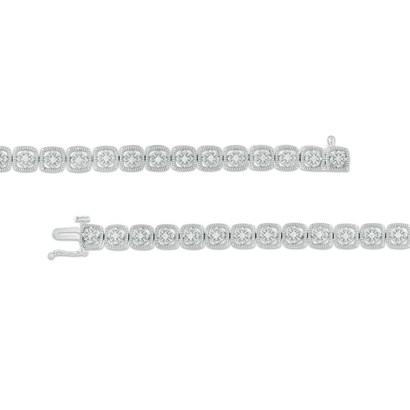 Main Image 3 of 1/4 CT. T.W. Diamond Cushion-Shaped Frame Line Bracelet in Sterling Silver – 7.5"