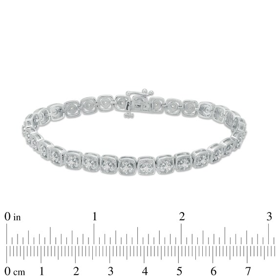 1/4 CT. T.w. Diamond Cushion-Shaped Frame Line Bracelet in Sterling Silver â 7.5"