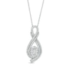 Thumbnail Image 1 of 1 CT. T.W. Oval-Shaped Multi-Diamond Double Row Looped Pendant in Sterling Silver