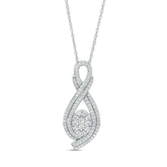 1 CT. T.w. Oval-Shaped Multi-Diamond Double Row Looped Pendant in Sterling Silver