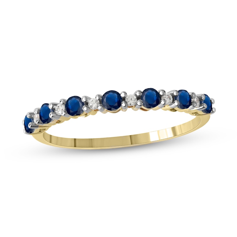 Main Image 1 of Blue Sapphire and 1/20 CT. T.W. Diamond Alternating Band in 10K Gold