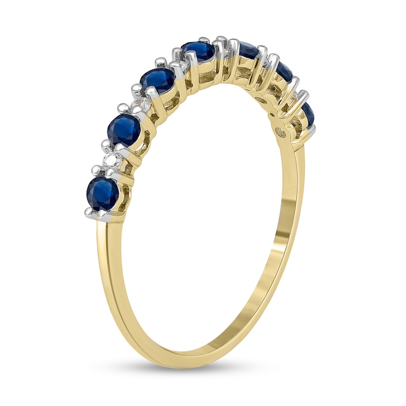 Main Image 2 of Blue Sapphire and 1/20 CT. T.W. Diamond Alternating Band in 10K Gold