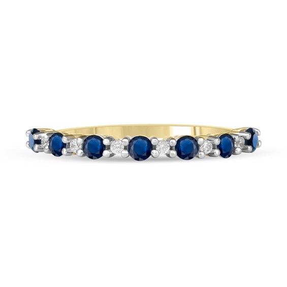 Blue Sapphire and 1/20 CT. T.w. Diamond Alternating Band in 10K Gold