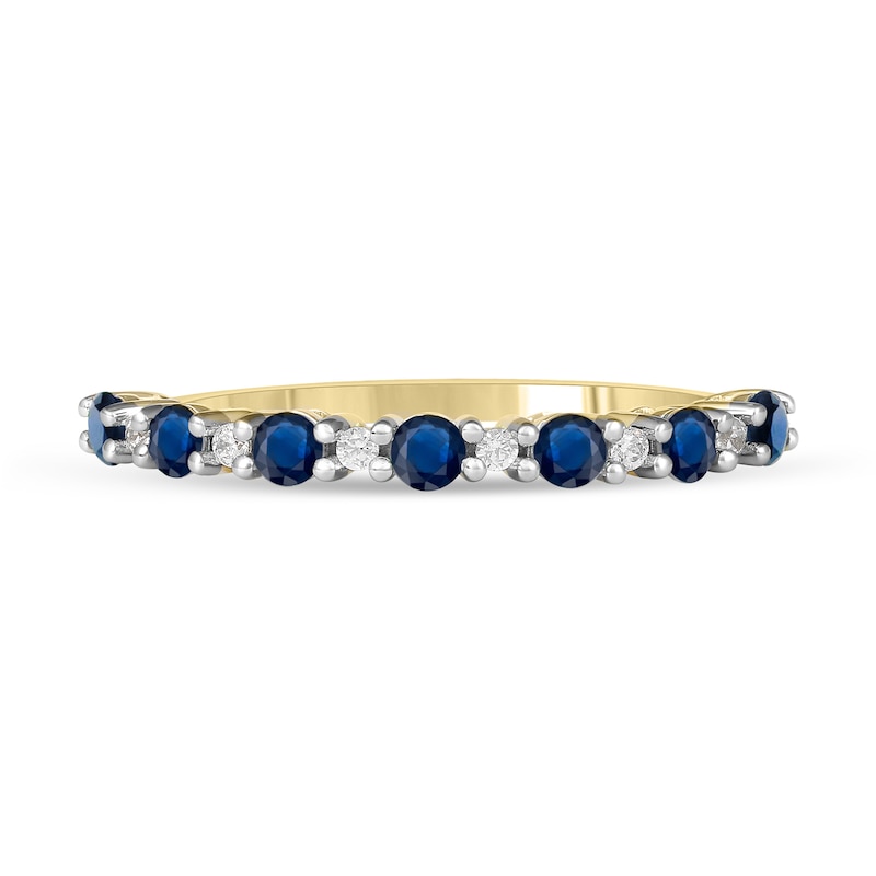 Main Image 3 of Blue Sapphire and 1/20 CT. T.W. Diamond Alternating Band in 10K Gold