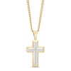 Thumbnail Image 1 of Men's 1/10 CT. T.W. Diamond Cross Pendant in Stainless Steel with Yellow Ion Plate – 24"