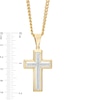 Thumbnail Image 3 of Men's 1/10 CT. T.W. Diamond Cross Pendant in Stainless Steel with Yellow Ion Plate – 24"