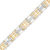 Thumbnail Image 0 of Men's 1/2 CT. T.W. Diamond Double Column Brushed Link Bracelet in Stainless Steel with Yellow Ion Plate – 8.62"