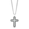 Thumbnail Image 1 of Men's 1/2 CT. T.W. Black and White Diamond Frame Cross Pendant in Stainless Steel with Black Ion Plate – 24&quot;