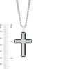 Thumbnail Image 3 of Men's 1/2 CT. T.W. Black and White Diamond Frame Cross Pendant in Stainless Steel with Black Ion Plate – 24&quot;