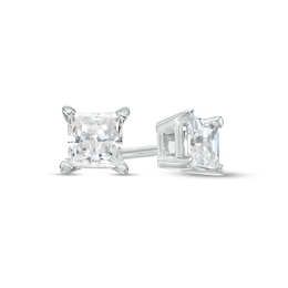 1/3 CT. T.W. Certified Princess-Cut Lab-Created Diamond Solitaire Stud Earrings in 10K White Gold (I/SI2)