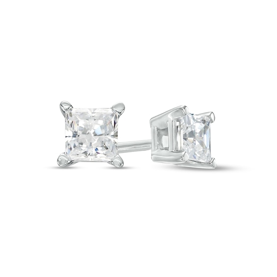1/3 CT. T.w. Certified Princess-Cut Lab-Grown Diamond Solitaire Stud Earrings in 10K White Gold (I/Si2)