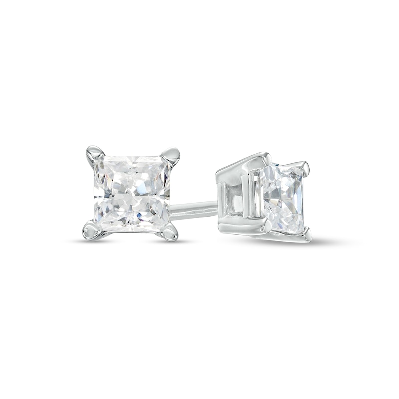 Main Image 1 of 1/3 CT. T.W. Certified Princess-Cut Lab-Grown Diamond Solitaire Stud Earrings in 10K White Gold (I/SI2)