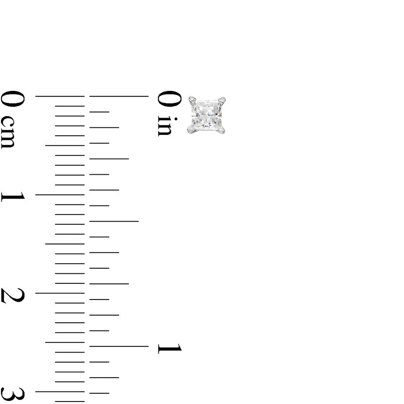 Main Image 3 of 1/3 CT. T.W. Certified Princess-Cut Lab-Grown Diamond Solitaire Stud Earrings in 10K White Gold (I/SI2)