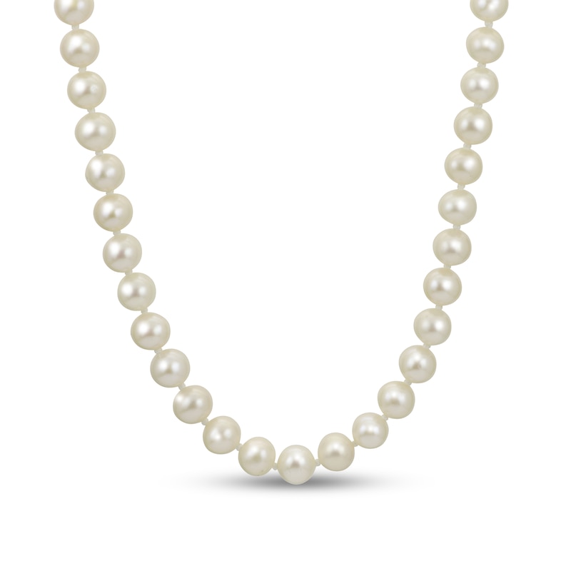Main Image 1 of 5.0-5.5mm Freshwater Cultured Pearl Strand Necklace with Sterling Silver Filigree Clasp-16&quot;