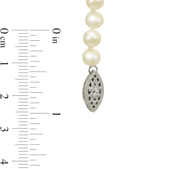 5.0-5.5mm Freshwater Cultured Pearl Strand Necklace with Sterling Silver Filigree Clasp-16"
