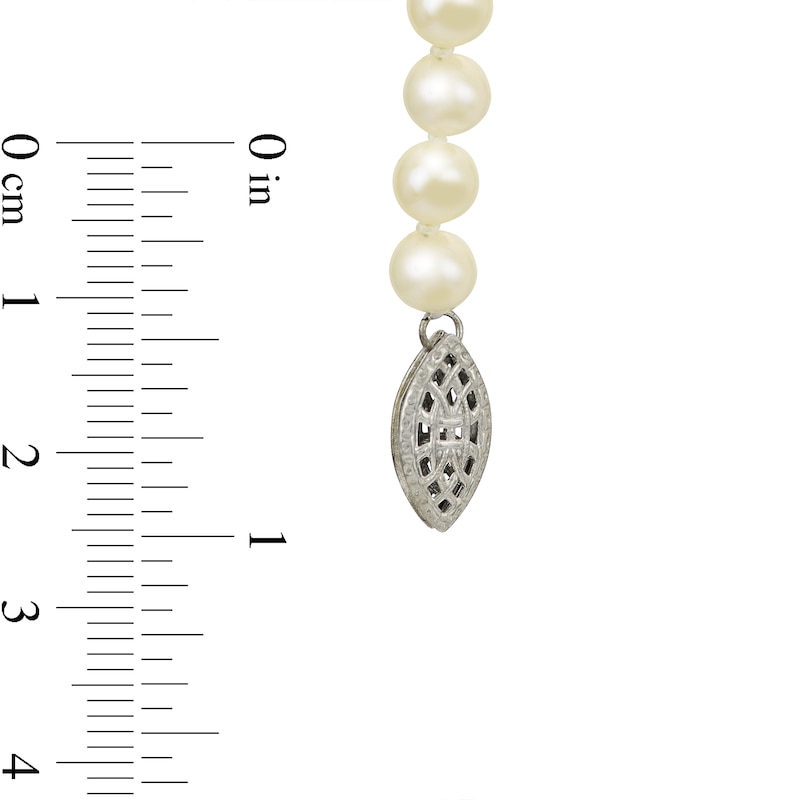 Main Image 2 of 5.0-5.5mm Freshwater Cultured Pearl Strand Necklace with Sterling Silver Filigree Clasp-16&quot;
