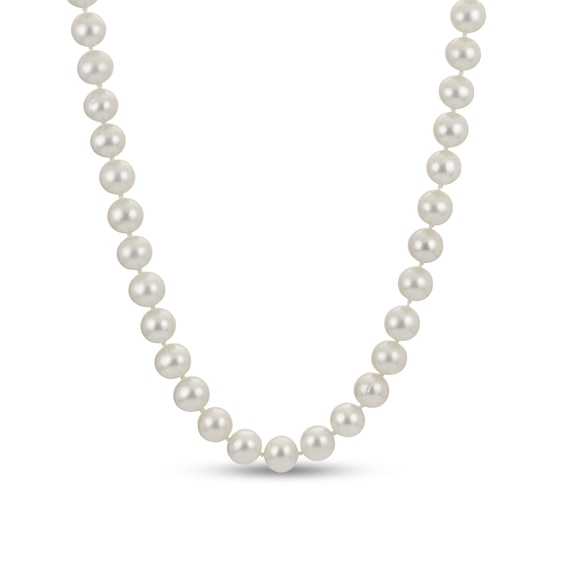 7.0-7.5mm Cultured Freshwater Pearl Strand Necklace With Sterling Silver Filigree Clasp - 30