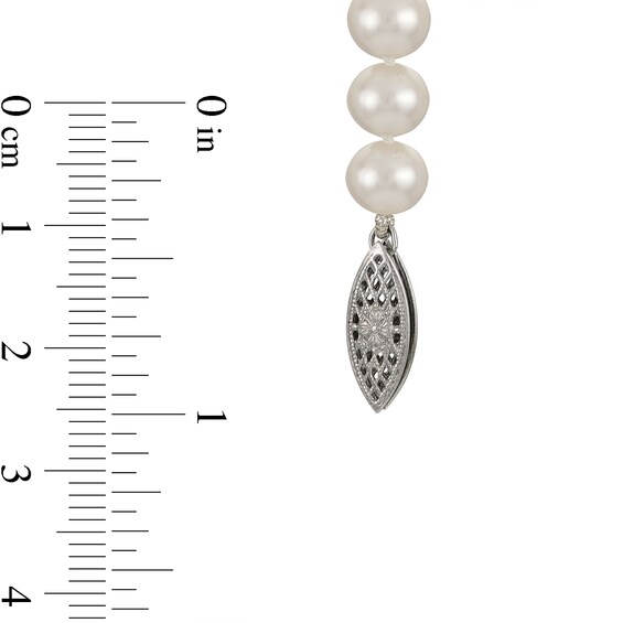 7.0-7.5mm Freshwater Cultured Pearl Strand Necklace with Sterling Silver Filigree Clasp-30"