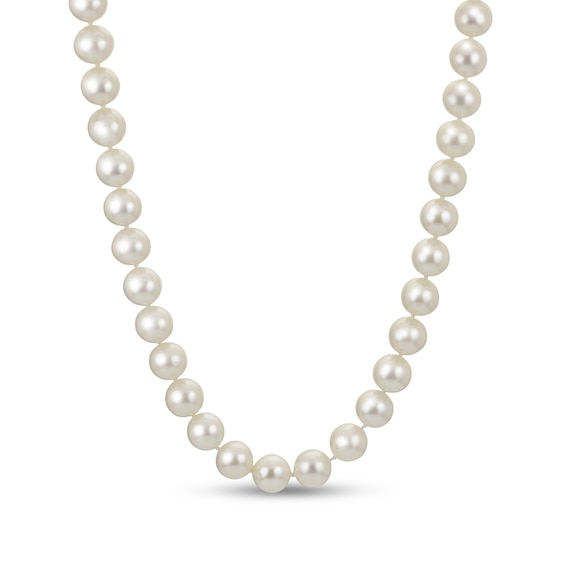 8.0-8.5mm Freshwater Cultured Pearl Strand Necklace with Sterling Silver Filigree Clasp