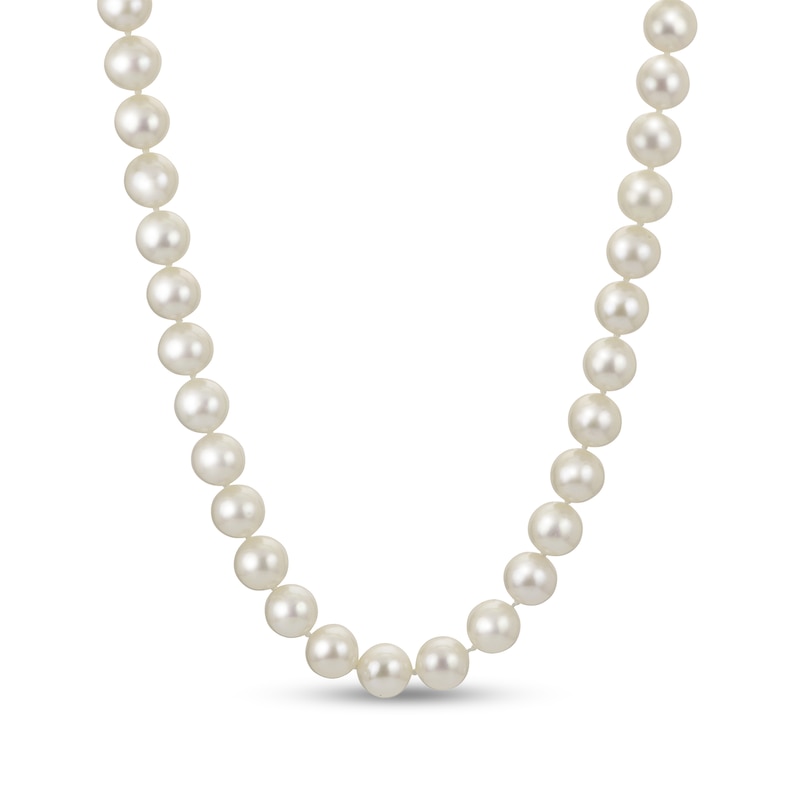 Main Image 1 of 8.0-8.5mm Freshwater Cultured Pearl Strand Necklace with Sterling Silver Filigree Clasp 
