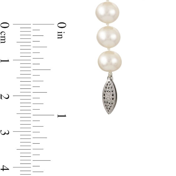 8.0-8.5mm Freshwater Cultured Pearl Strand Necklace with Sterling Silver Filigree Clasp