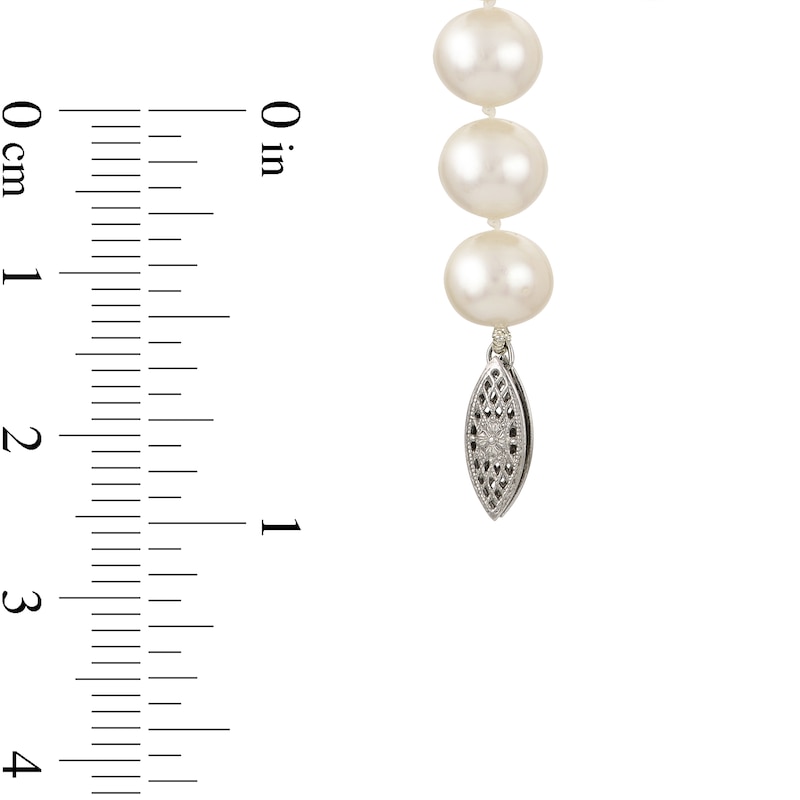 Main Image 2 of 8.0-8.5mm Freshwater Cultured Pearl Strand Necklace with Sterling Silver Filigree Clasp 