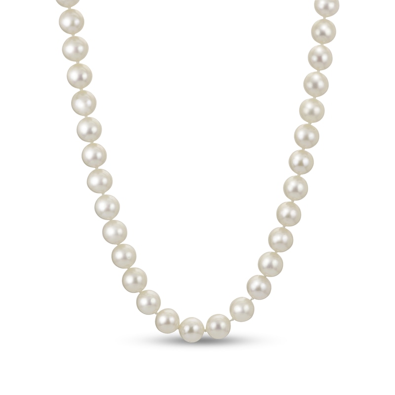 Main Image 1 of 8.0-8.5mm Freshwater Cultured Pearl Strand Necklace with Sterling Silver Filigree Clasp-30"