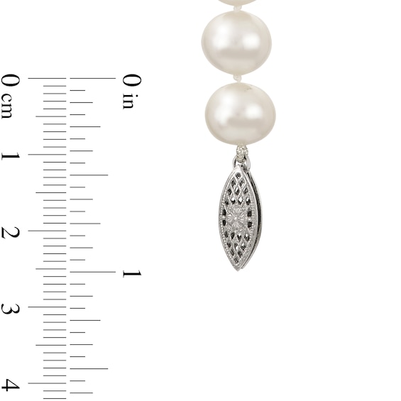 8.5-9.5mm Freshwater Cultured Pearl Strand Necklace with Sterling Silver Filigree Clasp-23"