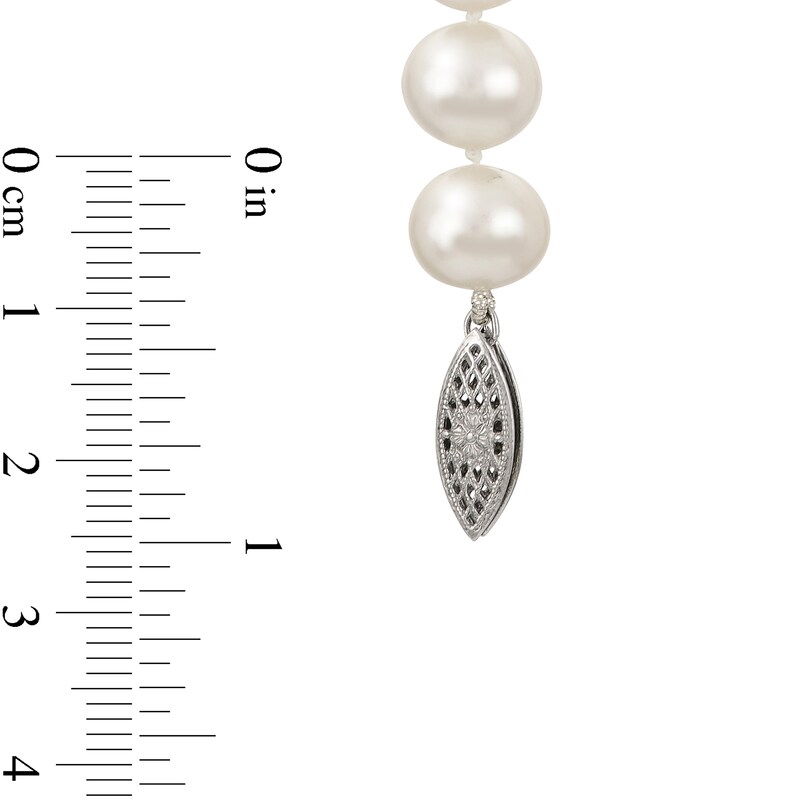 Main Image 2 of 8.5-9.5mm Freshwater Cultured Pearl Strand Necklace with Sterling Silver Filigree Clasp-23"