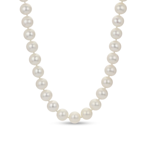 9.5-10.5mm Freshwater Cultured Pearl Strand Necklace with Sterling Silver Filigree Clasp-23"