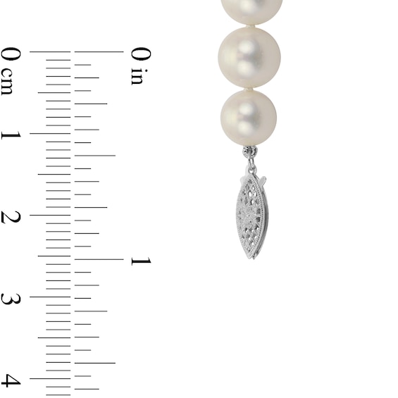 9.5-10.5mm Freshwater Cultured Pearl Strand Necklace with Sterling Silver Filigree Clasp-23"