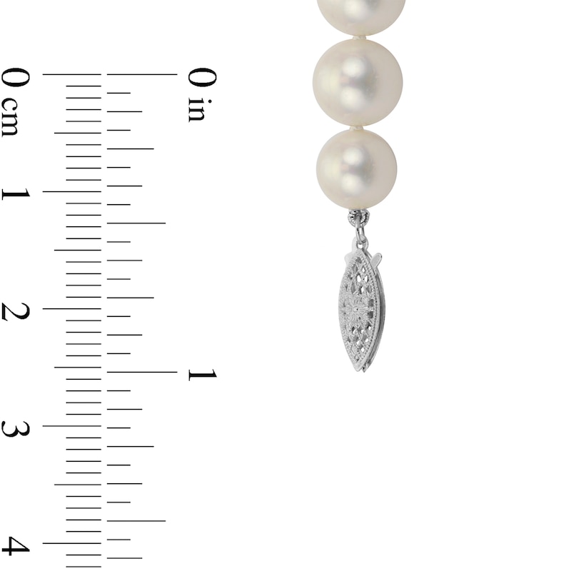 Main Image 2 of 9.5-10.5mm Freshwater Cultured Pearl Strand Necklace with Sterling Silver Filigree Clasp-23"