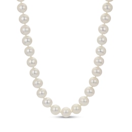 9.5-10.5mm Freshwater Cultured Pearl Strand Necklace with Sterling Silver Filigree Clasp-30"