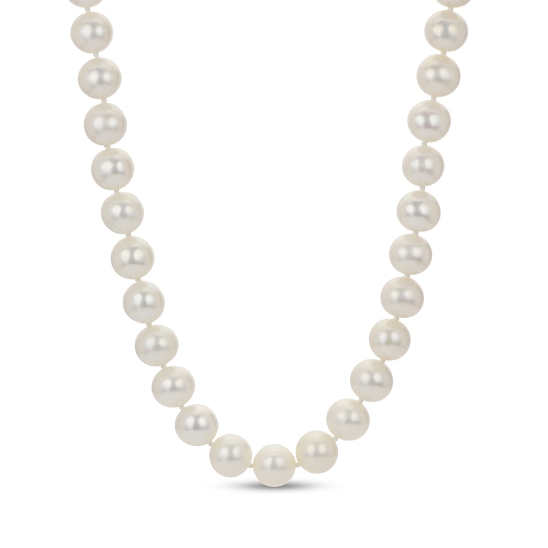 Main Image 1 of 9.5-10.5mm Freshwater Cultured Pearl Strand Necklace with Sterling Silver Filigree Clasp-30"