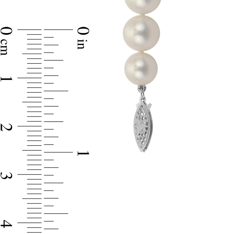 Main Image 2 of 9.5-10.5mm Freshwater Cultured Pearl Strand Necklace with Sterling Silver Filigree Clasp-30"