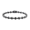 Thumbnail Image 1 of 1/2 CT. T.W. Black Multi-Diamond Alternating Bead Link Bracelet in Sterling Silver with Black Rhodium Plate – 7.5"