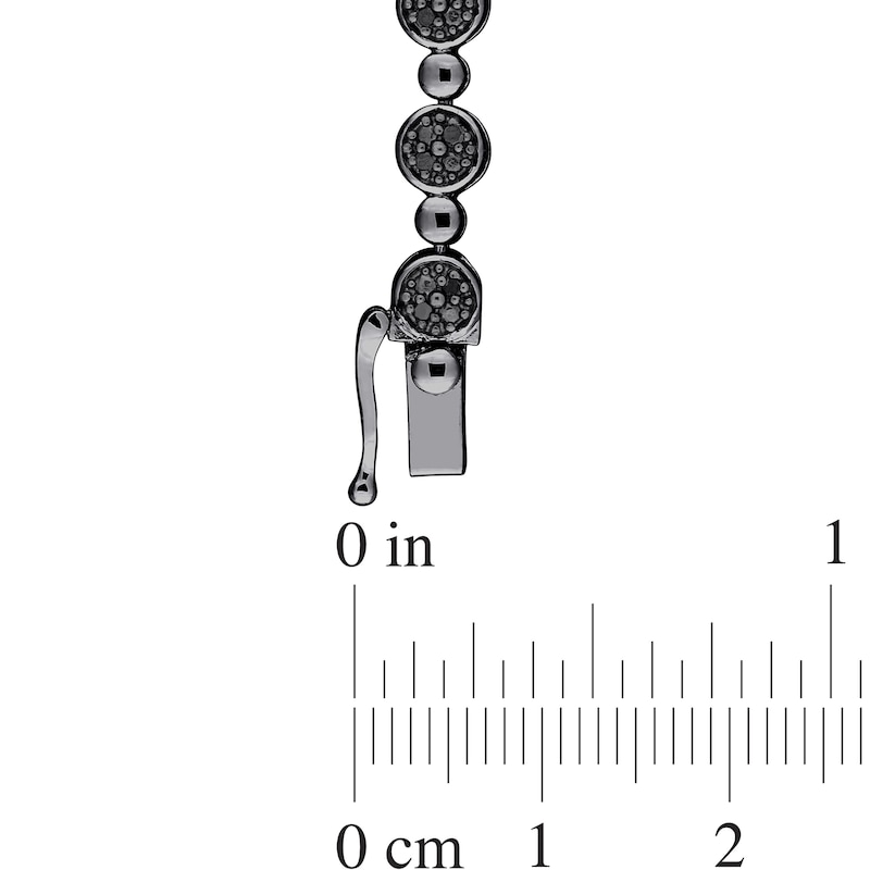 Main Image 3 of 1/2 CT. T.W. Black Multi-Diamond Alternating Bead Link Bracelet in Sterling Silver with Black Rhodium Plate – 7.5"