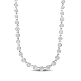 1/2 CT. T.W. Multi-Diamond Alternating Bead Link Necklace in Sterling Silver – 17"