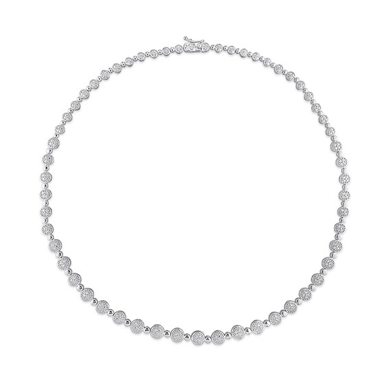 1/2 CT. T.w. Multi-Diamond Alternating Bead Link Necklace in Sterling Silver â 17"