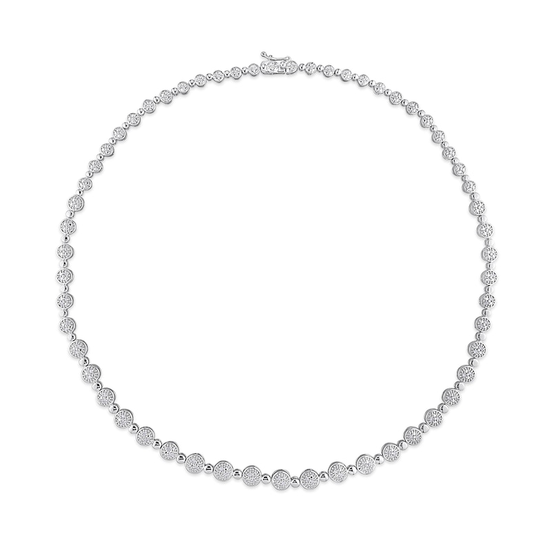 Main Image 3 of 1/2 CT. T.W. Multi-Diamond Alternating Bead Link Necklace in Sterling Silver – 17"