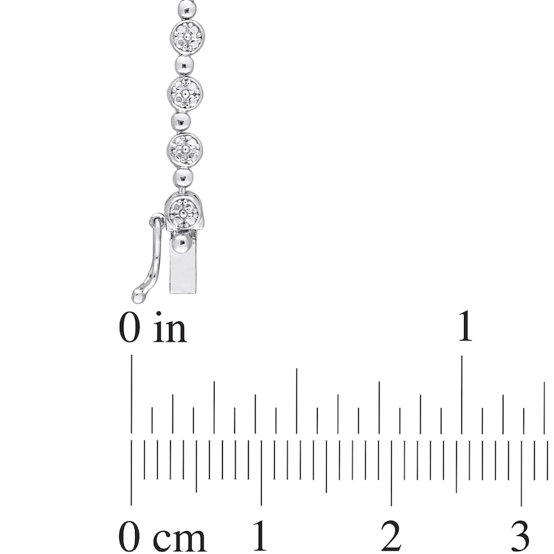 Main Image 4 of 1/2 CT. T.W. Multi-Diamond Alternating Bead Link Necklace in Sterling Silver – 17"