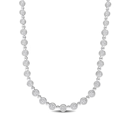 1 CT. T.W. Multi-Diamond Alternating Bead Link Necklace in Sterling Silver – 17"