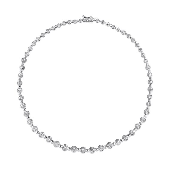 1 CT. T.w. Multi-Diamond Alternating Bead Link Necklace in Sterling Silver – 17"