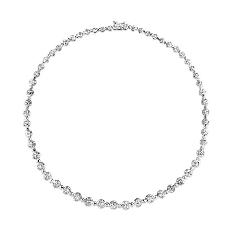 Main Image 3 of 1 CT. T.W. Multi-Diamond Alternating Bead Link Necklace in Sterling Silver – 17"