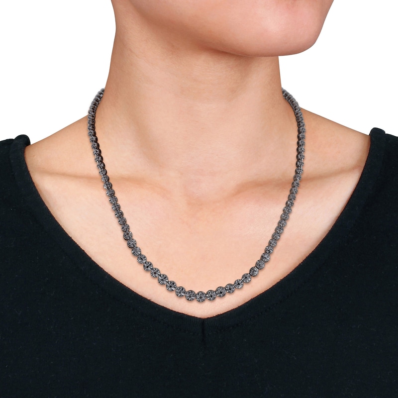 Main Image 2 of 1/2 CT. T.W. Black Diamond Graduated Tennis Necklace in Sterling Silver with Black Rhodium Plate – 17"