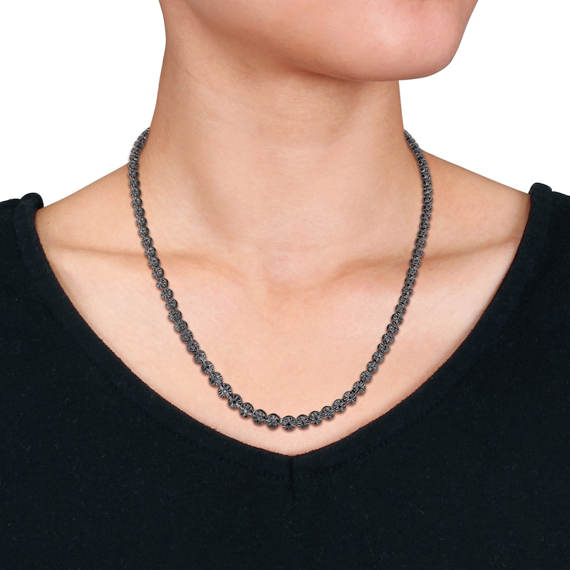 Main Image 2 of 1 CT. T.W. Black Diamond Graduated Tennis Necklace in Sterling Silver with Black Rhodium Plate – 17"